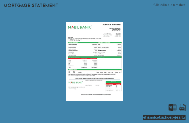 Nepal Nabil Bank Hypothekenabrechnung Word- und PDF-Beispielvorschau